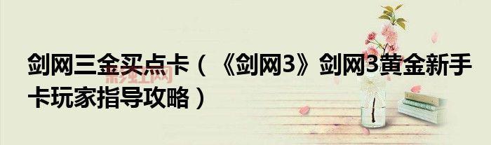 剑网3新手卡领取攻略:快速获取福利与升级指南