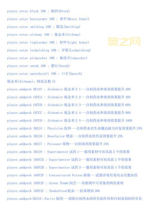 上古5控制台指令汇总：提升游戏体验的必备秘籍