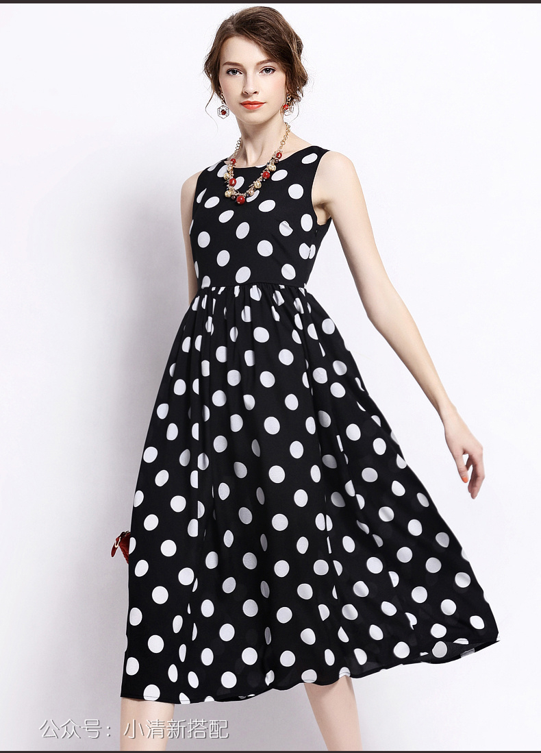 条纹波点连衣裙设计_波点背景图_波点无袖衣裙搭配