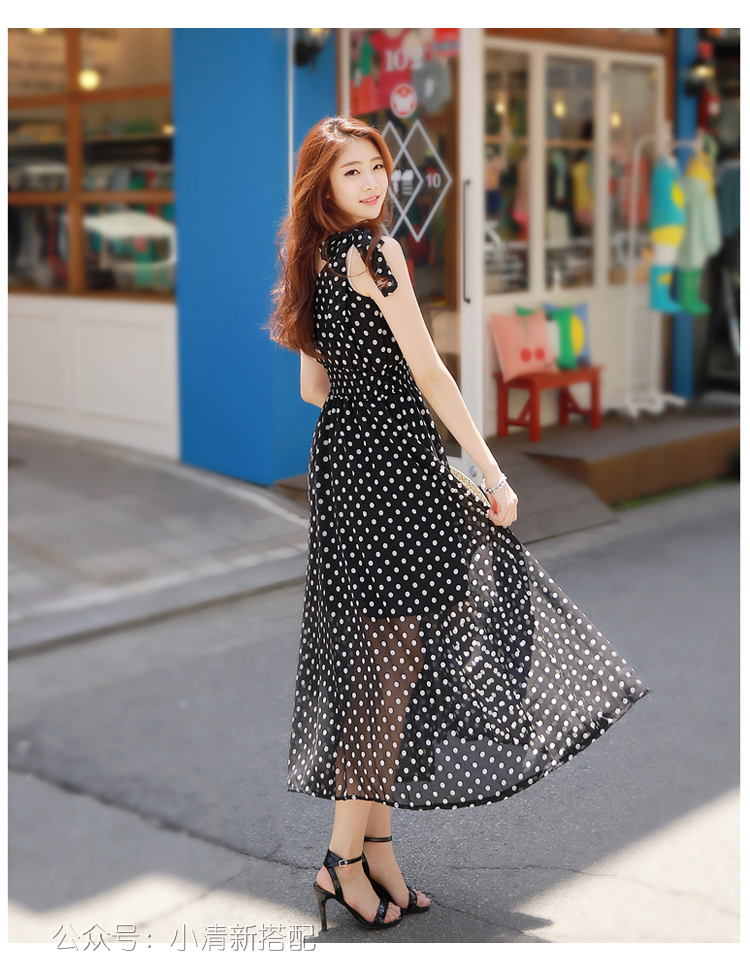 条纹波点连衣裙设计_波点背景图_波点无袖衣裙搭配