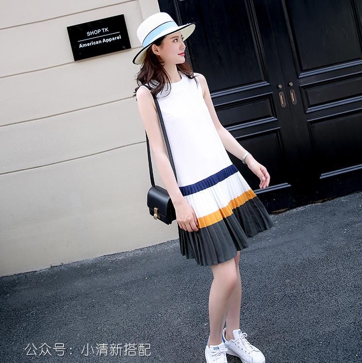 波点无袖衣裙搭配_波点背景图_条纹波点连衣裙设计