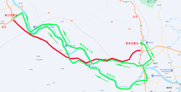 程江互通至畲江互通封闭绕行_汕梅高速公路改扩建施工封闭通告_梅州公路建设新闻