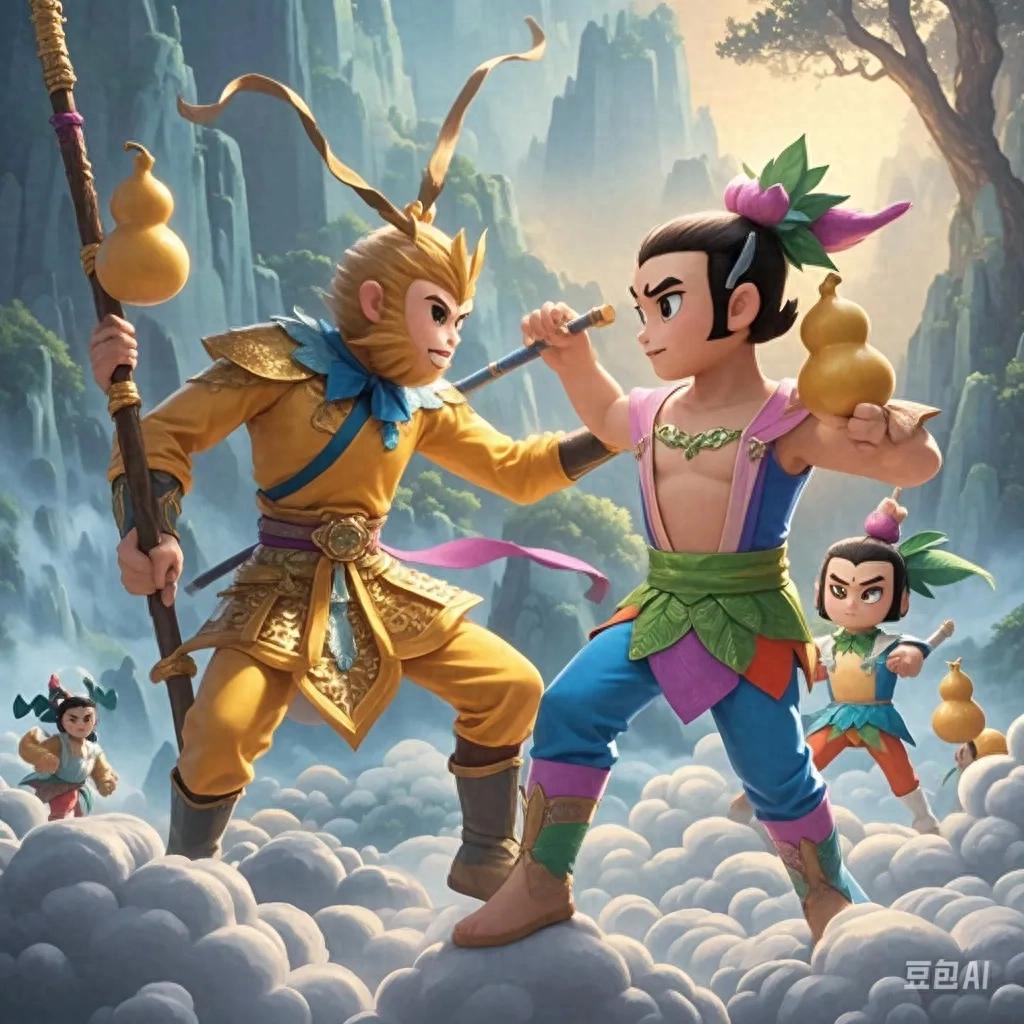 孙悟空大战葫芦娃》 在一个光怪陆离的奇幻世界里