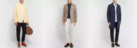 斜纹布卡其裤几乎任何一个品牌都有售卖，推荐深蓝色和卡其色。