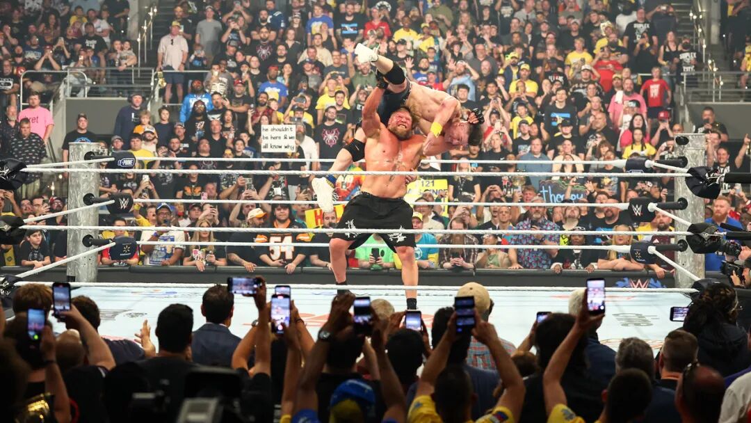 Bronson Reed Bron Breakker The Usos LA Knight weapon match WWE Raw 2025 Indiana_Brock Lesnar F5 John Cena Paul Heyman WWE match 2025 Indianapolis_wwe2025