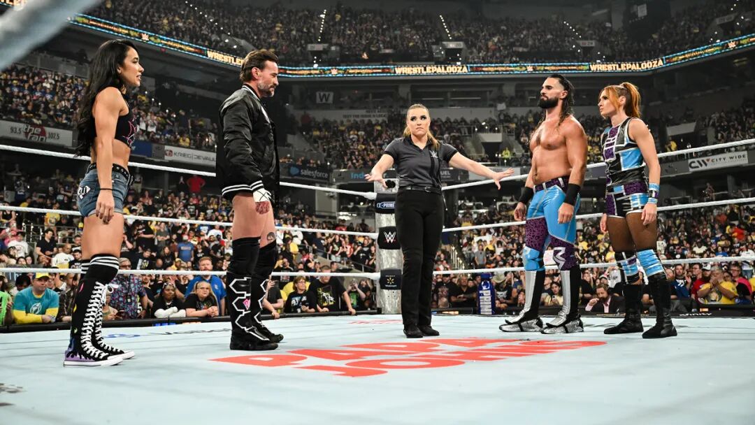 Brock Lesnar F5 John Cena Paul Heyman WWE match 2025 Indianapolis_Bronson Reed Bron Breakker The Usos LA Knight weapon match WWE Raw 2025 Indiana_wwe2025