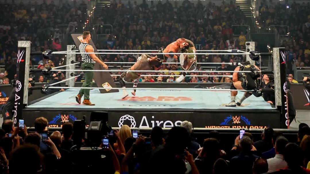 Brock Lesnar F5 John Cena Paul Heyman WWE match 2025 Indianapolis_Bronson Reed Bron Breakker The Usos LA Knight weapon match WWE Raw 2025 Indiana_wwe2025