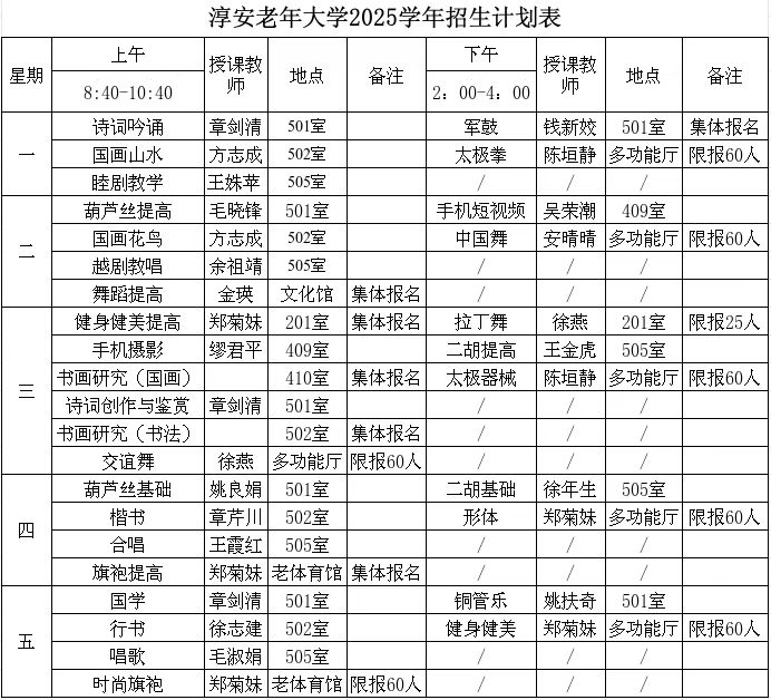 2025杭州淳安老年大学招生最新消息