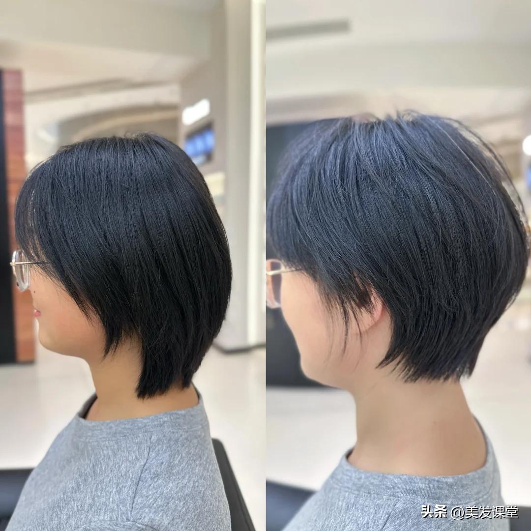女短发发型设计图片_日系层次感挂耳短发 扁头女生 立体短发