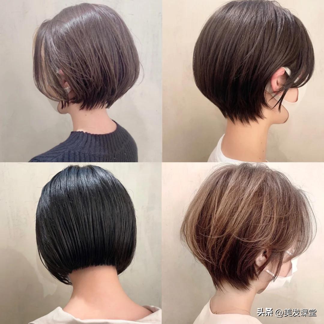 日系层次感挂耳短发 扁头女生 立体短发_女短发发型设计图片