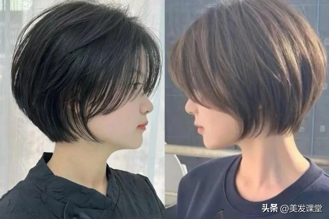 女短发发型设计图片_日系层次感挂耳短发 扁头女生 立体短发