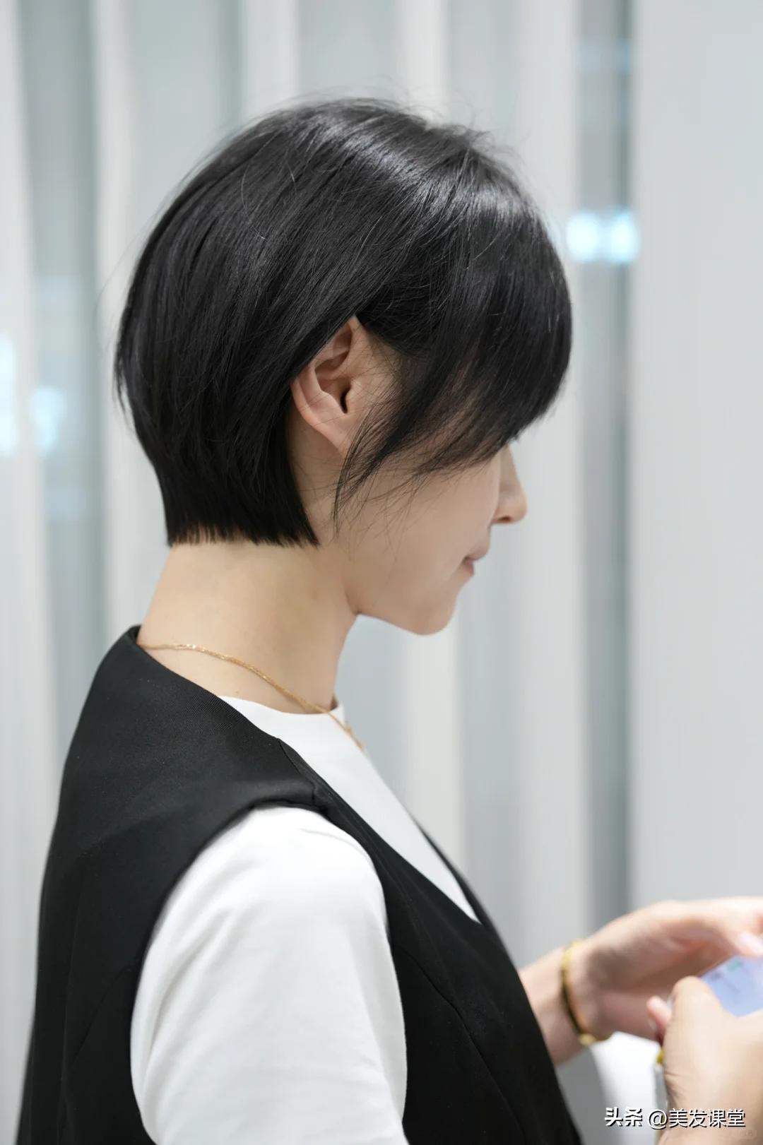 女短发发型设计图片_日系层次感挂耳短发 扁头女生 立体短发