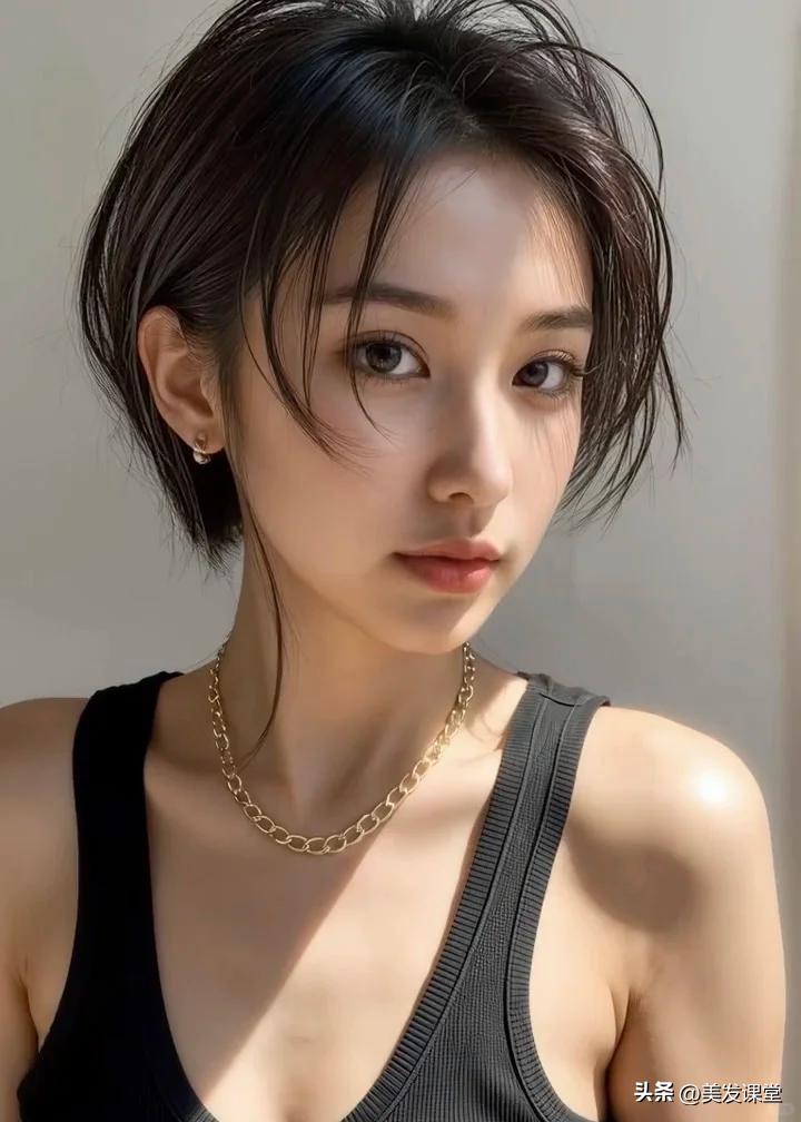 层次感蓬松短发_挂耳短发_女短发发型设计图片