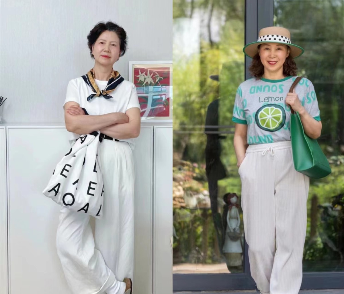 中年女人秋天就该这么穿：奶奶短衫+宽松长裤，洋气显瘦显气质