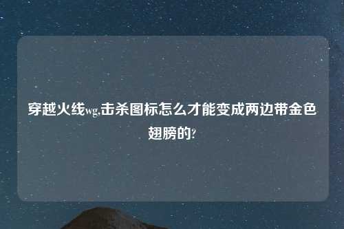 穿越火线wg,击杀图标怎么才能变成两边带金色翅膀的?