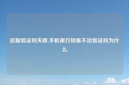 拉取验证码失败,手机银行转账不出验证码为什么