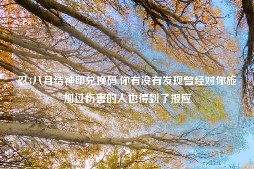 忍3八月结神印兑换码,你有没有发现曾经对你施加过伤害的人也得到了报应