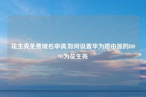 花生壳免费域名申请,如何设置华为路由器的DDNS为花生壳