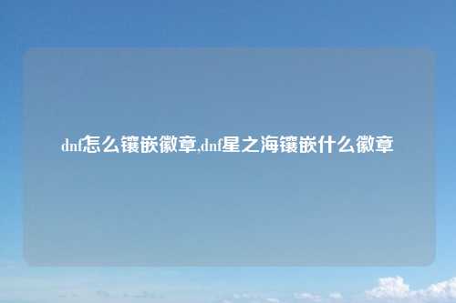 dnf怎么镶嵌徽章,dnf星之海镶嵌什么徽章