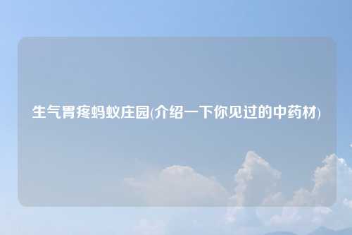 生气胃疼蚂蚁庄园(介绍一下你见过的中药材)