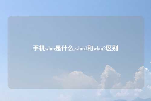 手机wlan是什么,wlan1和wlan2区别