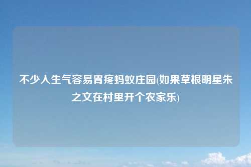 不少人生气容易胃疼蚂蚁庄园(如果草根明星朱之文在村里开个农家乐)