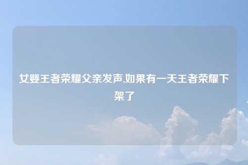 女婴王者荣耀父亲发声,如果有一天王者荣耀下架了
