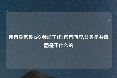 团市委常委15岁参加工作?官方回应,公务员共青团是干什么的