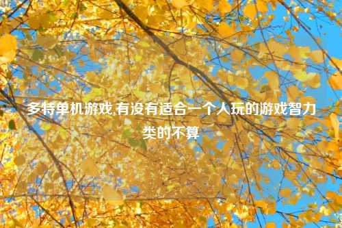 多特单机游戏,有没有适合一个人玩的游戏智力类的不算
