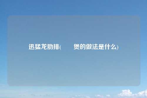 迅猛龙肋排(啫啫煲的做法是什么)