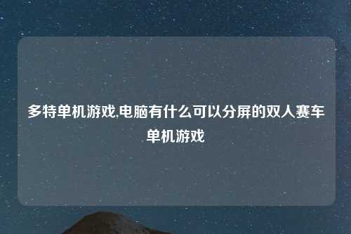 多特单机游戏,电脑有什么可以分屏的双人赛车单机游戏