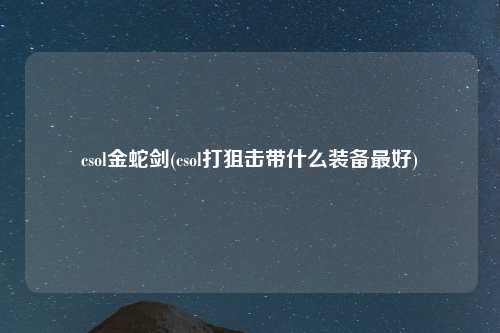 csol金蛇剑(csol打狙击带什么装备最好)