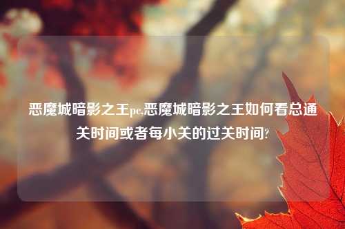 恶魔城暗影之王pc,恶魔城暗影之王如何看总通关时间或者每小关的过关时间?