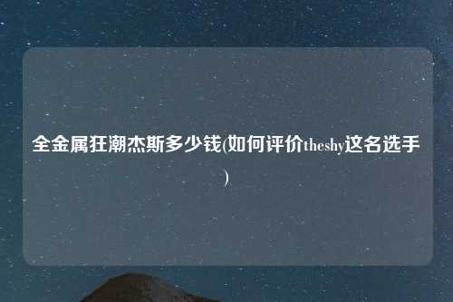 全金属狂潮杰斯多少钱(如何评价theshy这名选手)