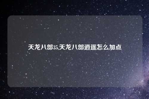 天龙八部35,天龙八部逍遥怎么加点