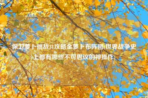 保卫萝卜挑战31攻略金萝卜布阵图(世界战争史上都有哪些不可思议的神操作)