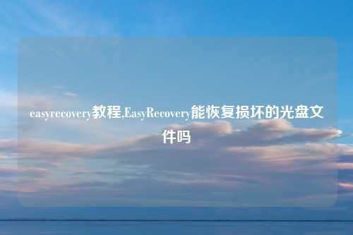 easyrecovery教程,EasyRecovery能恢复损坏的光盘文件吗