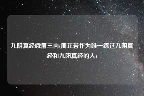 九阴真经峨眉三内(周芷若作为唯一练过九阴真经和九阳真经的人)