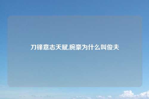 刀锋意志天赋,腕豪为什么叫俊夫