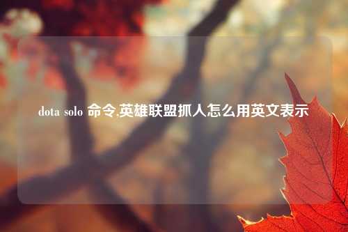 dota solo 命令,英雄联盟抓人怎么用英文表示