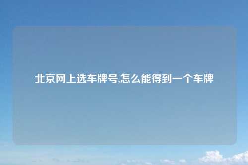 北京网上选车牌号,怎么能得到一个车牌