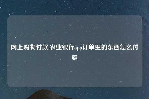 网上购物付款,农业银行app订单里的东西怎么付款