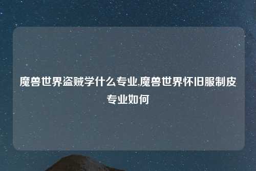 魔兽世界盗贼学什么专业,魔兽世界怀旧服制皮专业如何
