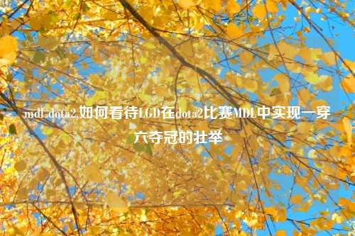 mdl dota2,如何看待LGD在dota2比赛MDL中实现一穿六夺冠的壮举