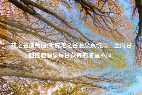 龙之谷疲劳值(听说龙之谷温泉系统周一至周日通过泡温泉每日获得的增益不同)