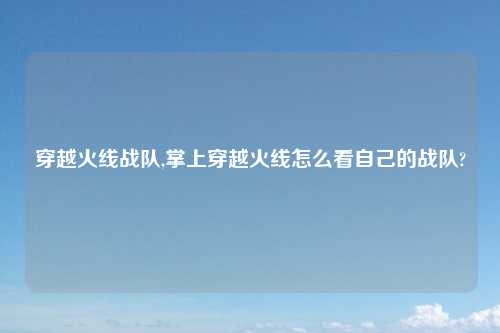 穿越火线战队,掌上穿越火线怎么看自己的战队?