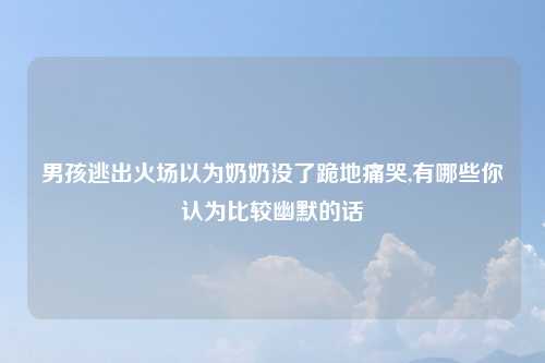 男孩逃出火场以为奶奶没了跪地痛哭,有哪些你认为比较幽默的话