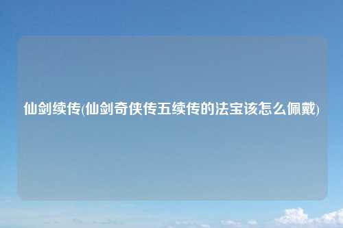 仙剑续传(仙剑奇侠传五续传的法宝该怎么佩戴)