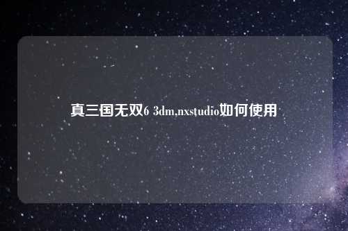 真三国无双6 3dm,nxstudio如何使用