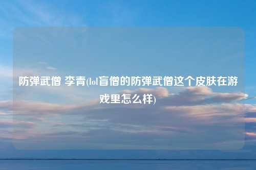 防弹武僧 李青(lol盲僧的防弹武僧这个皮肤在游戏里怎么样)